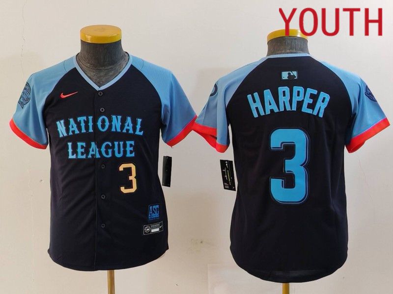 Youth Philadelphia Phillies #3 Harper Blue All star 2024 Nike MLB Jersey style 1->philadelphia phillies->MLB Jersey